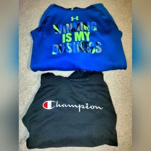 2 boys sweatshirts hoodies Y XL under armour champion